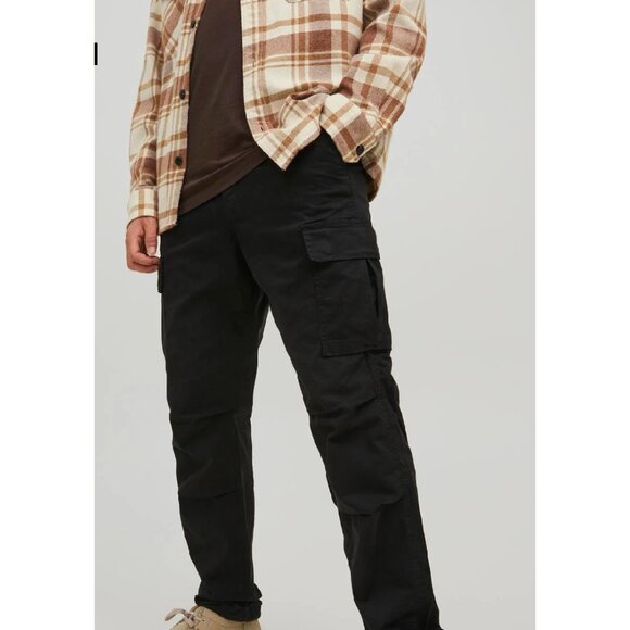 Jack & Jones Men Black Cargo W31 L34 - Picture 1 of 5